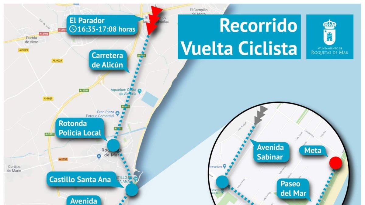 Mapa del recorrido por Roquetas.