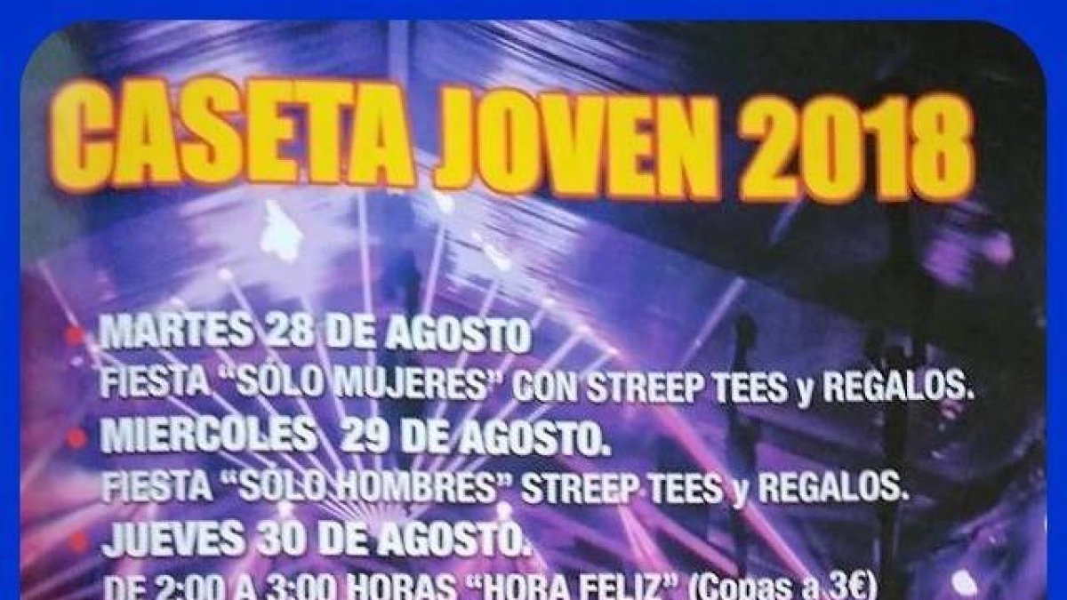 Cartel de la caseta joven.
