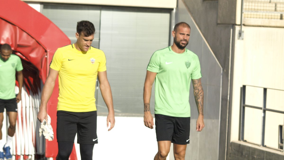 Fernando y Nano en el entrenamiento de este jueves.