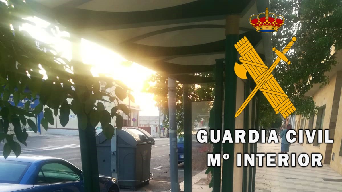 Marquesina rota por el presunto autor.