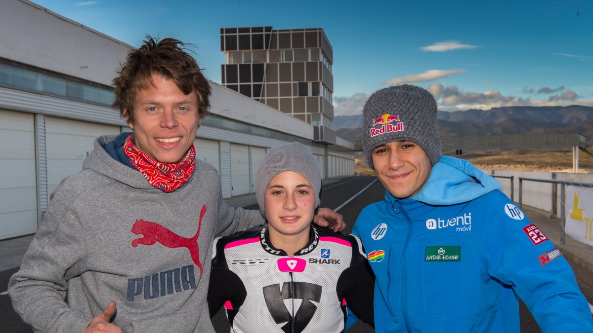 Ana con sus inseparables amigos, Luis Salom y Tito Rabat