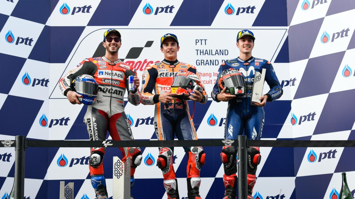 Podio de MotoGP en el GP de Tailandia
