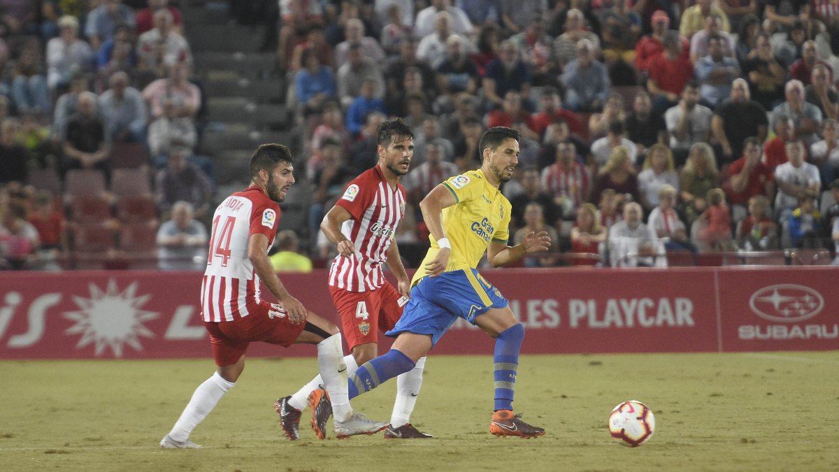 Fidel en el partido ante el Almería.