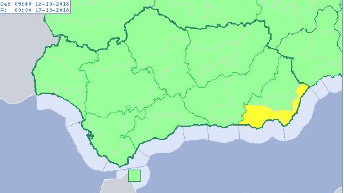Sólo la costa almeriense está en alerta este martes.