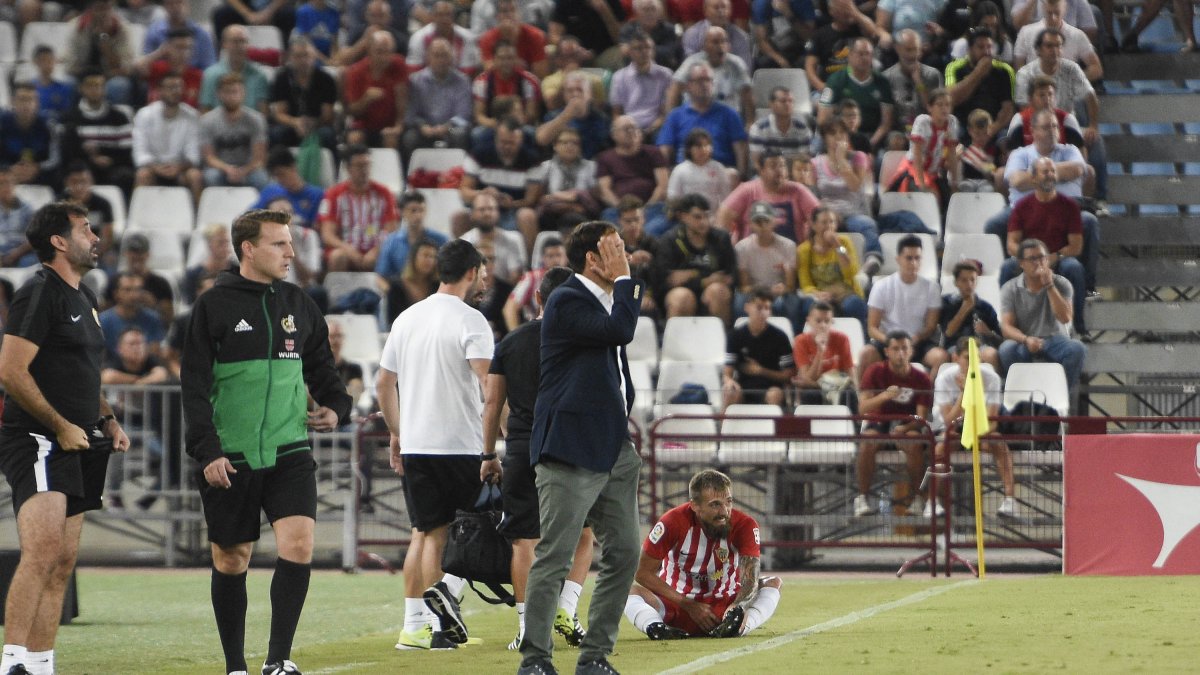 Fran Fernández y Esteban Saveljich en el choque ante Las Palmas.