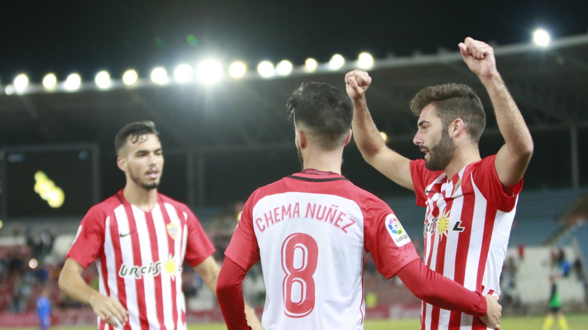 Celebración de la victoria contra el Reus Deportiu.