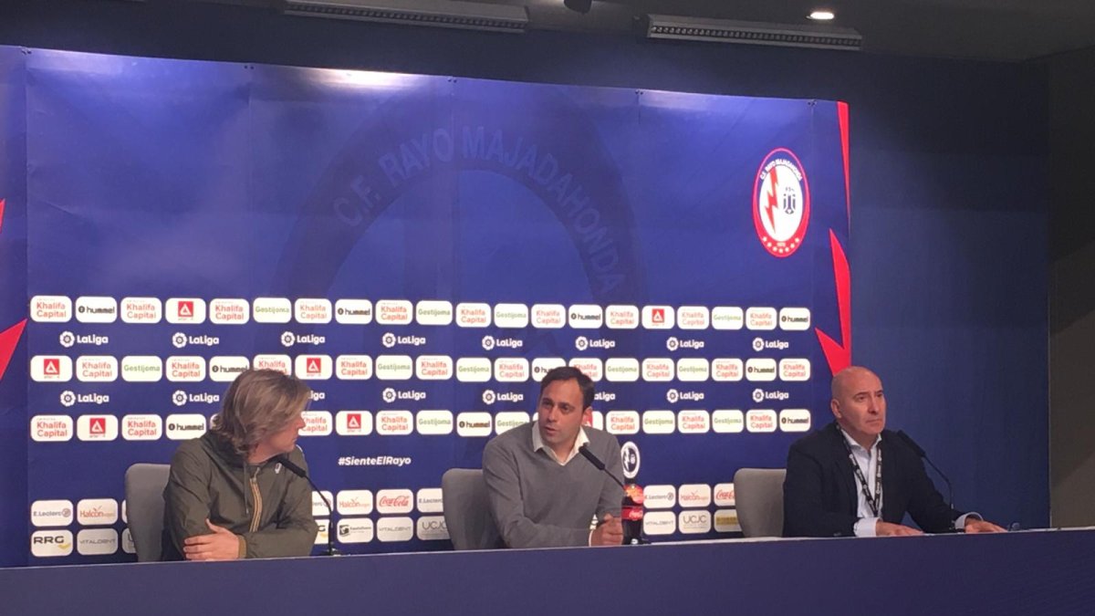 Fran en la sala de prensa del Wanda Metropolitano.