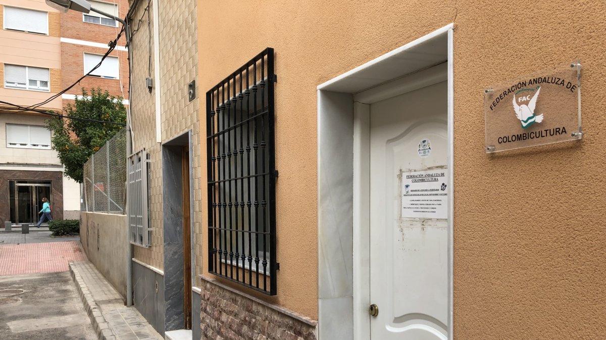 Sede de la Federación Andaluza de Colombicultura cerrada ayer