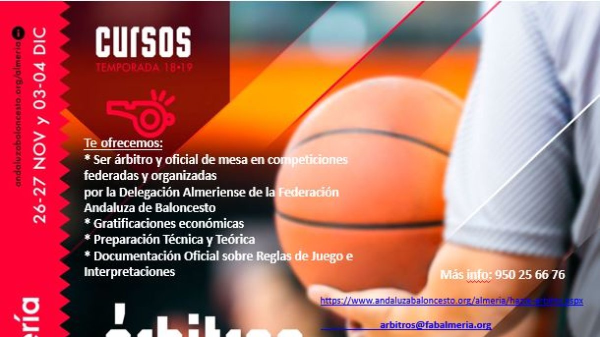 El cartel del Curso de árbitros de baloncesto.