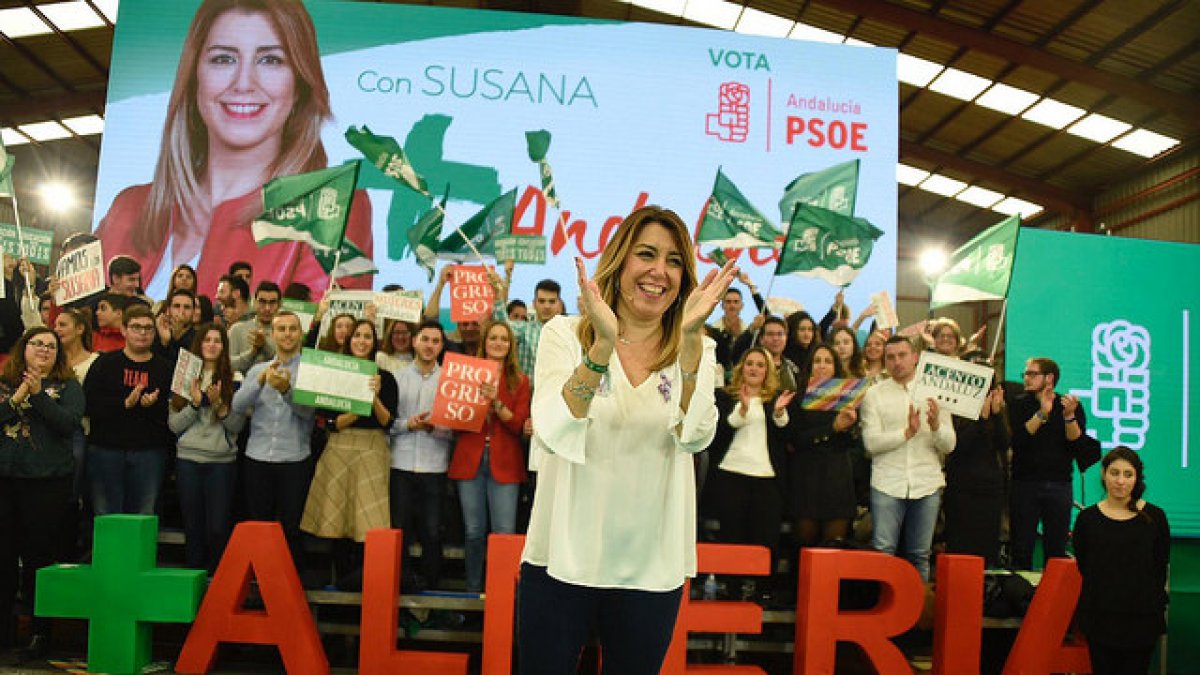 Susana Díaz, en el mitin de este sábado en Cantoria