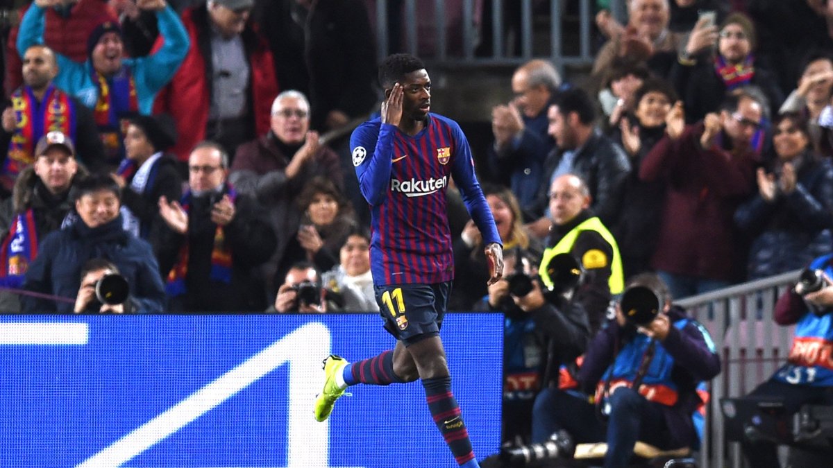 Celebración del gol del Barcelona.