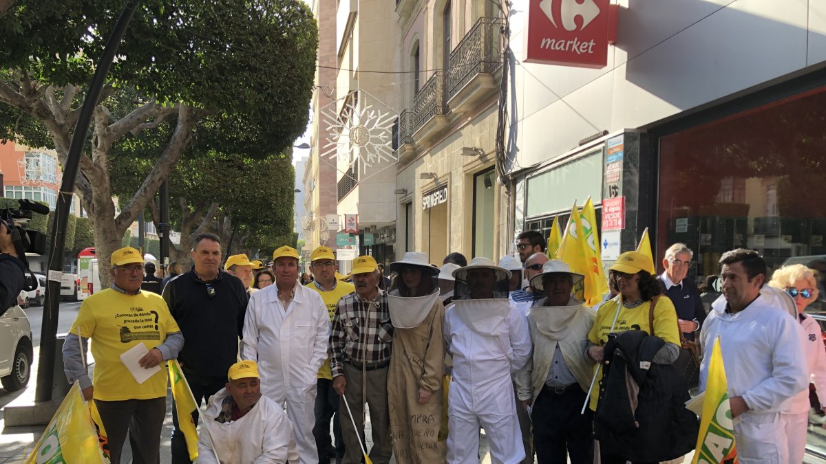 Protesta de los apicultores de Almería y Granada en el Paseo