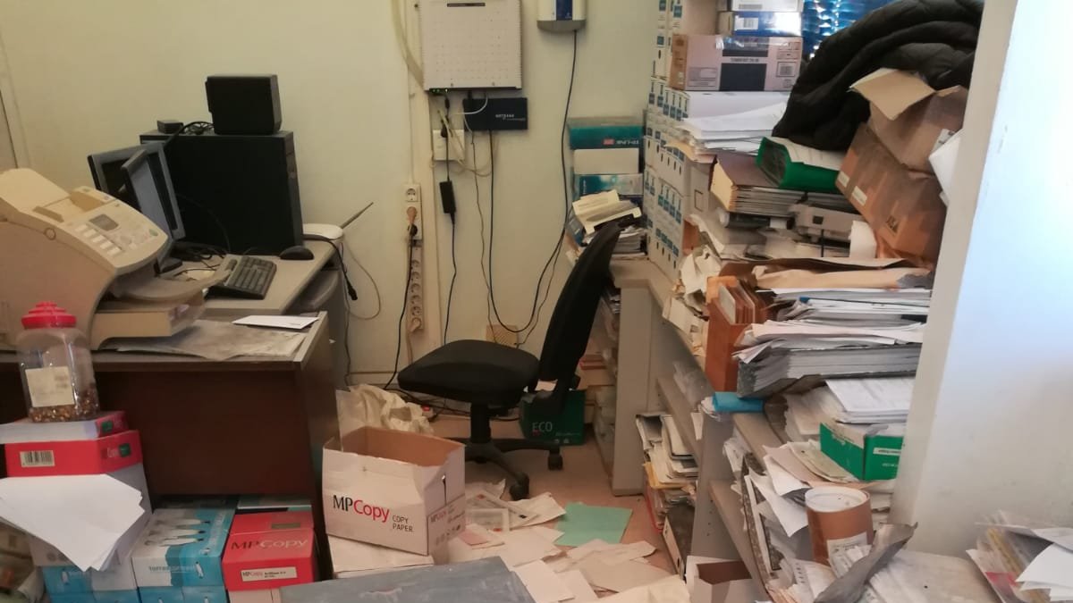 Detalle de la caja fuerte de la Cofradía de Pescadores reventada.