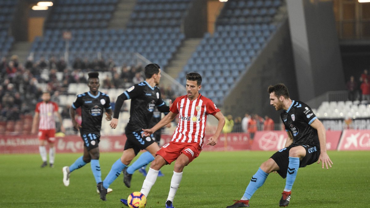 Juan Carlos Real en el partido contra el Lugo.