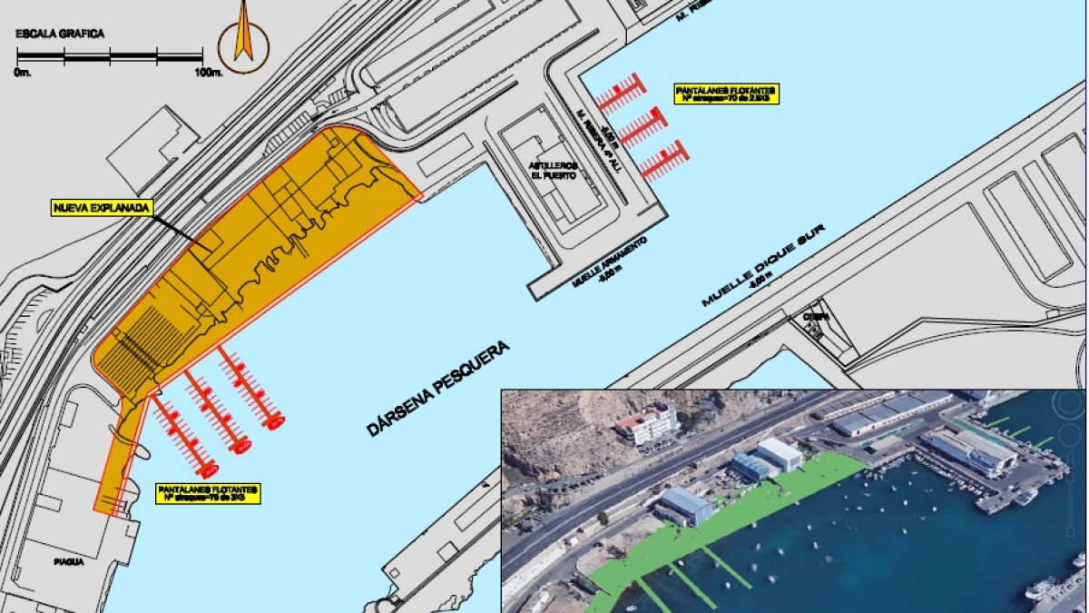 Plano de las actuaciones previstas en el puerto pesquero