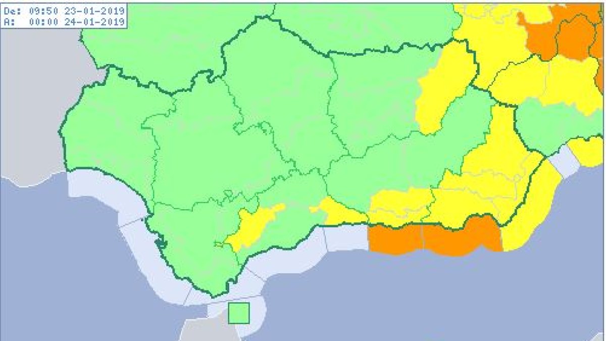 Mapa de Andalucía previsto para este miércoles.