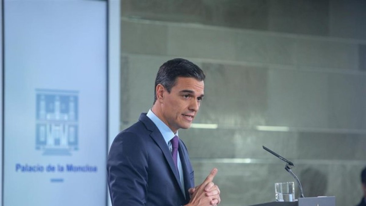 Pedro Sánchez en rueda de prensa.