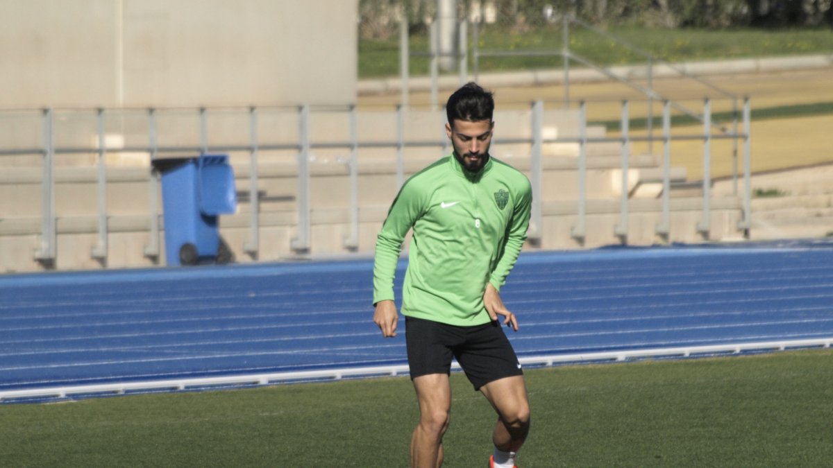 Chema en el entrenamiento de este miércoles.