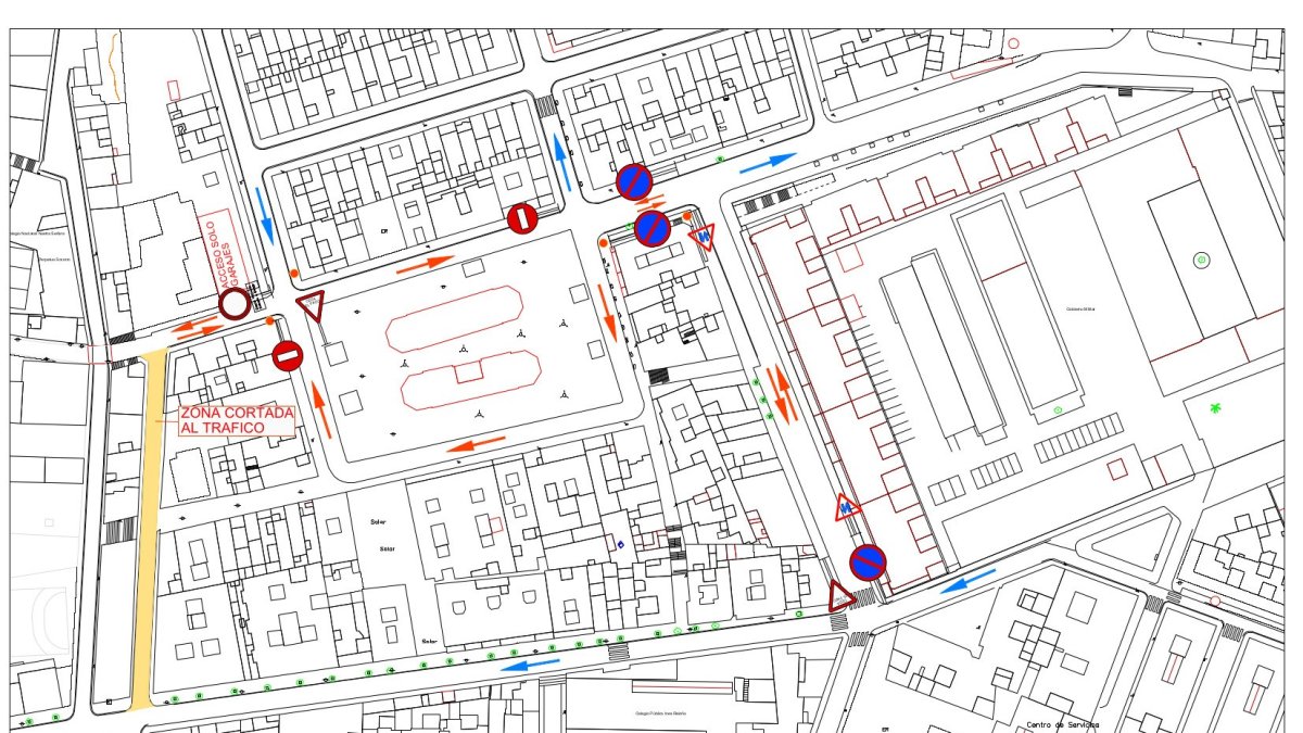 Plano del cambio de ordenación del tráfico en el entorno de Plaza Pavía.