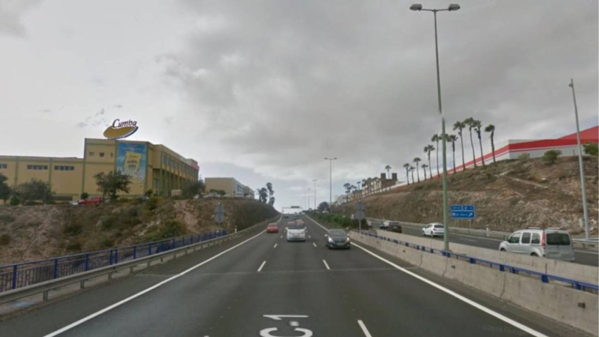 Autopista GC1 en sentido contrario a la altura de Telde. (Foto: Google Maps)