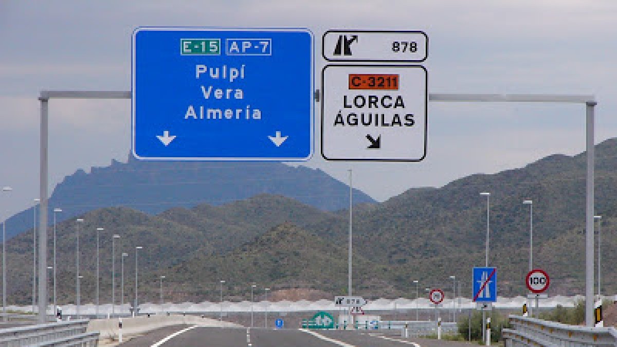 Autopista Cartagena-Vera, en el desvío a Lorca.