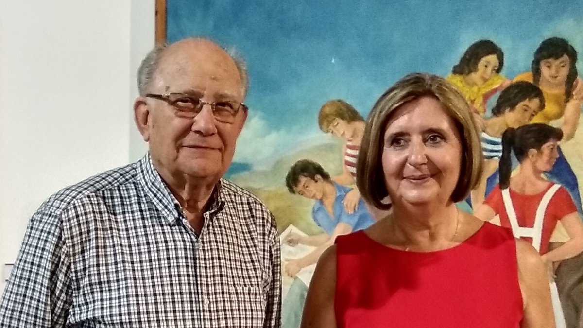 José Leal y Mª Dolores Durán en la exposición de Miguel Rueda el pasado septiembre.