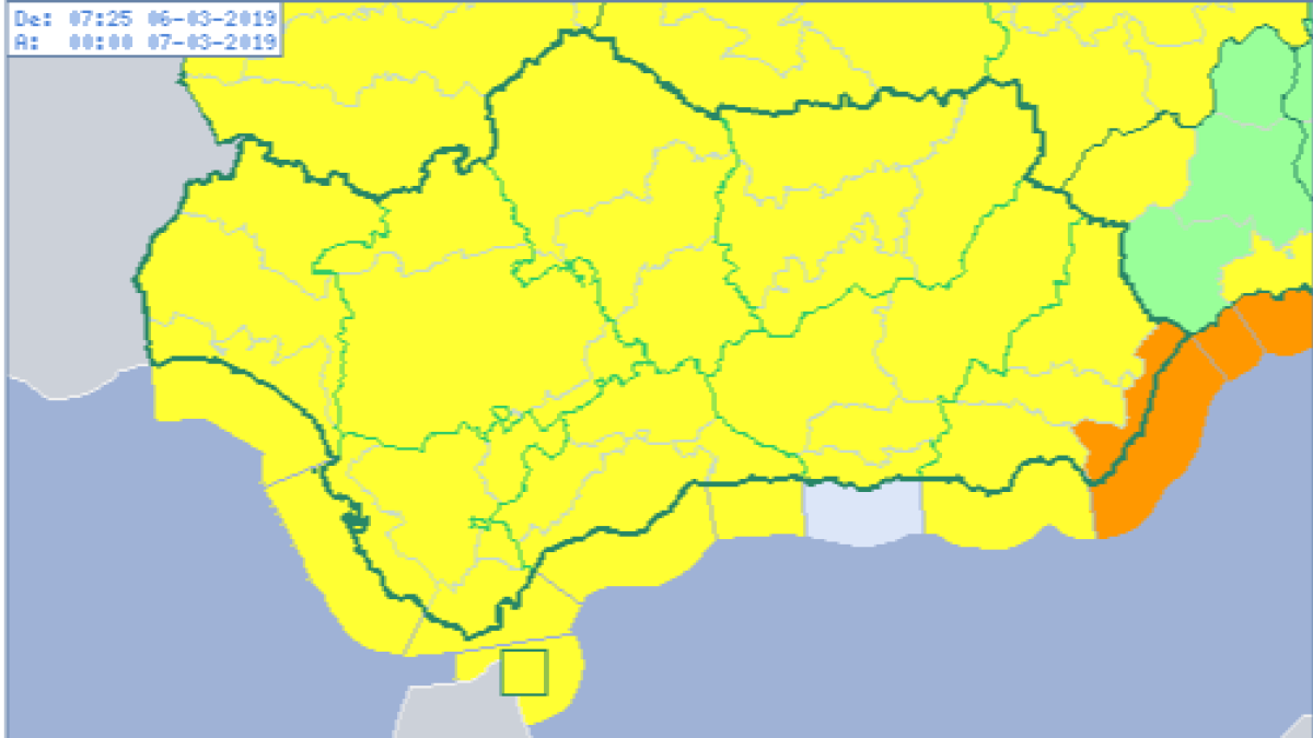 Mapa de Andalucía previsto para este miércoles.