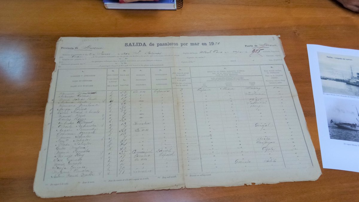 Documento llamado ‘Movimiento de pasajeros por mar’, que data del 2 de junio de 1920.