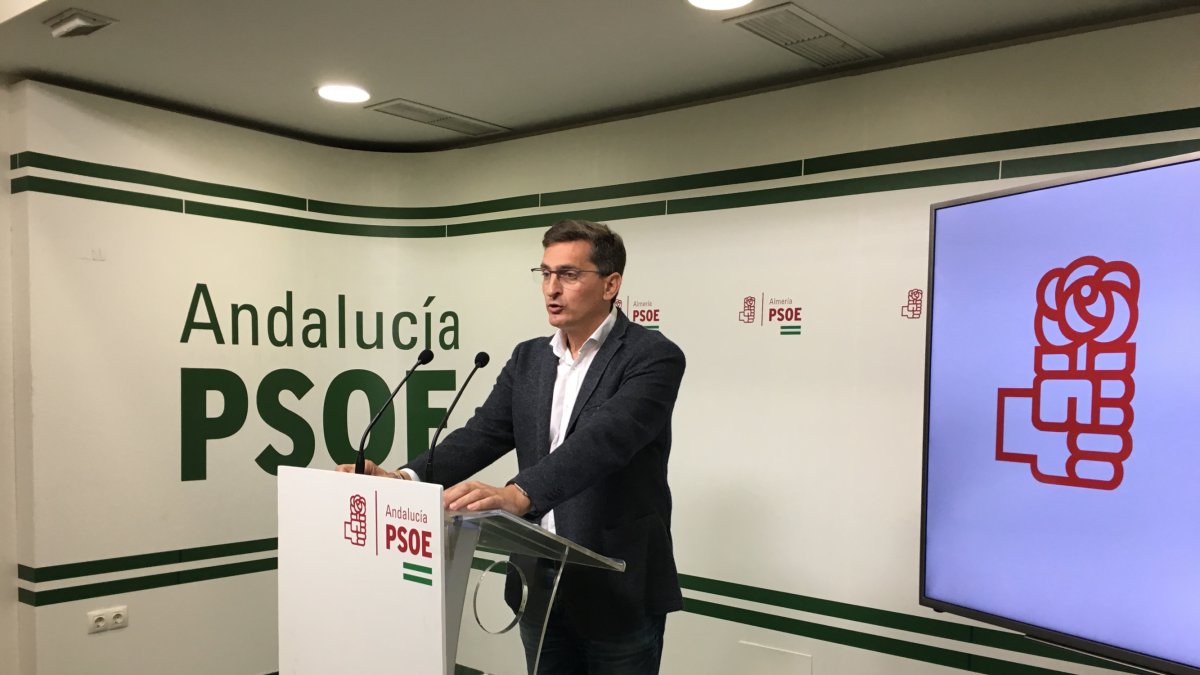 Sánchez Teruel, esta mañana en la sede del PSOE.