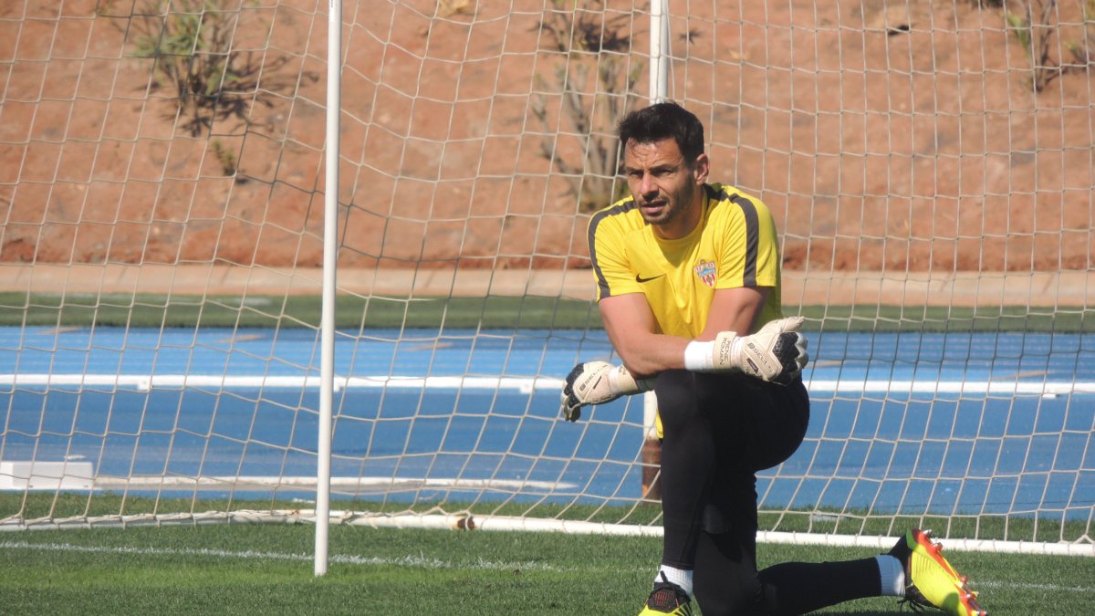 René en un momento del entrenamiento de este martes.
