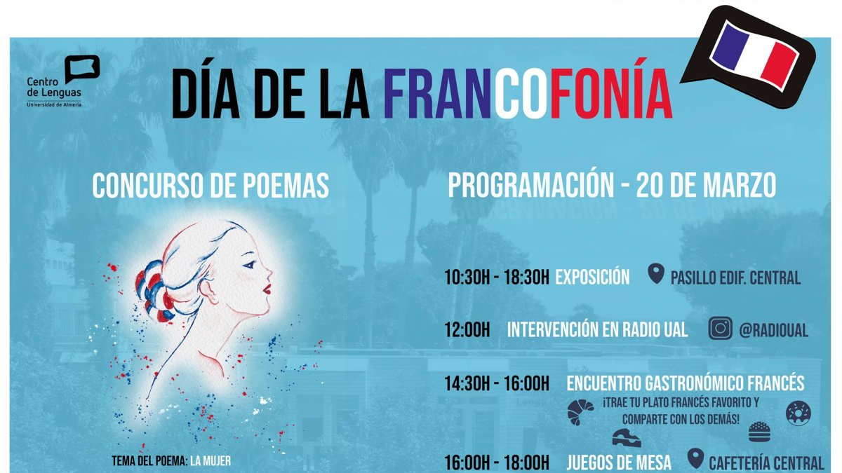 Cartel de las actividades del Día de la Francofonía, este miércoles en la Universidad