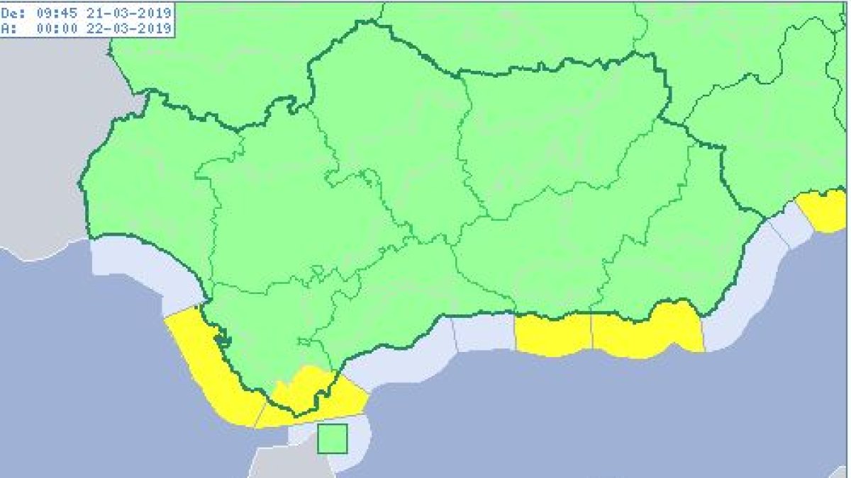 Mapa de Andalucía previsto para este jueves.