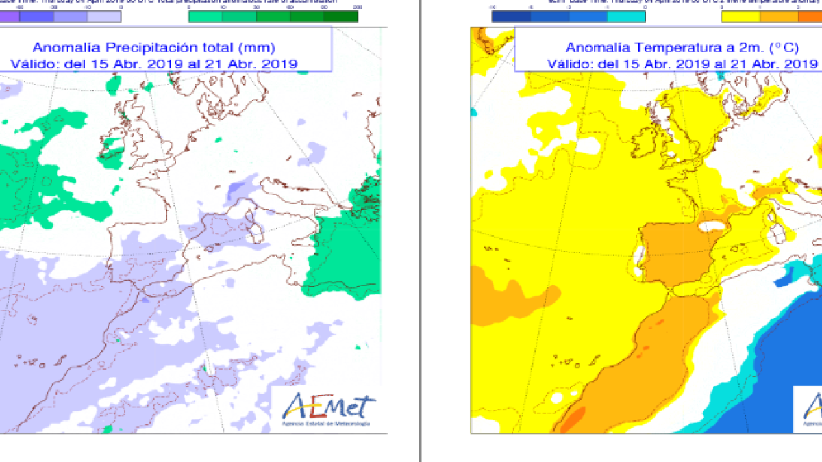 Detalle de la previsión de Aemet para el inicio de la Semana Santa.