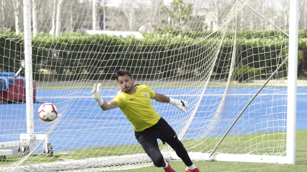 René Román en el entrenamiento de este miércoles.