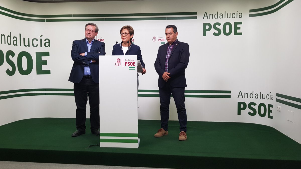 Representantes del Partido Socialista durante la rueda de prensa.