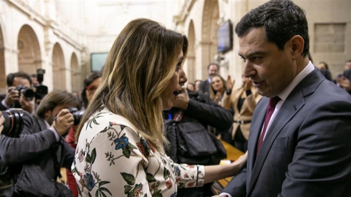 Susana Díaz (PSOE) y Juanma Moreno (PP) en una foto de archivo.