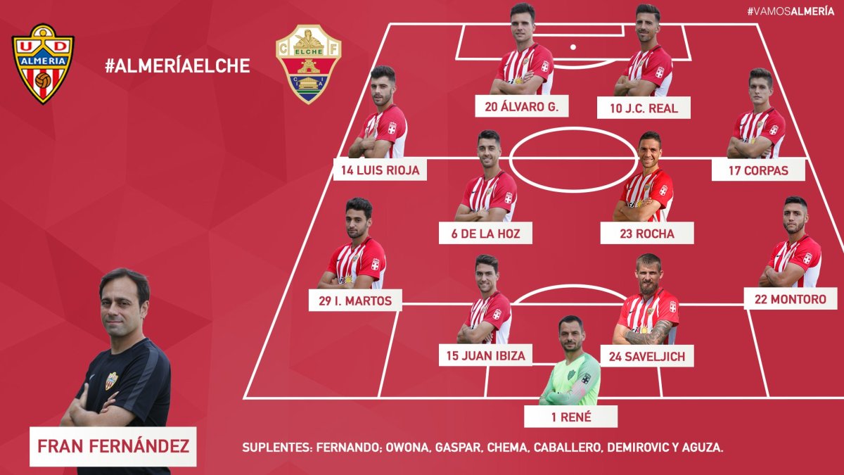 Alineación de la UD Almeria frente al Elche.