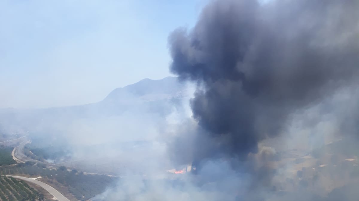Imagen del incendio efectuada por operativos del Infoca.