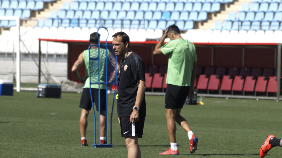 Fran Fernández en el entrenamiento de este jueves.