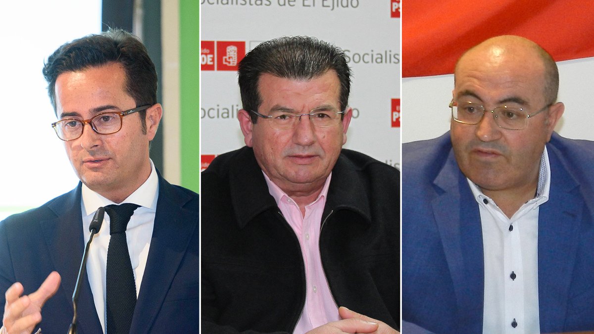 Desde la izquierda, Francisco Góngora (PP), José Miguel Alarcón (PSOE) y Juan José Bonilla (Vox)