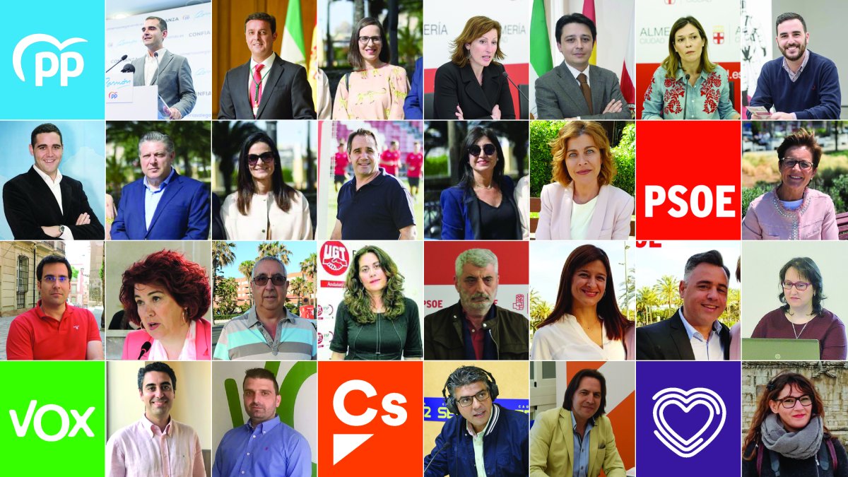 Los 27 concejales del Ayuntamiento de Almería, elegidos este 26M.