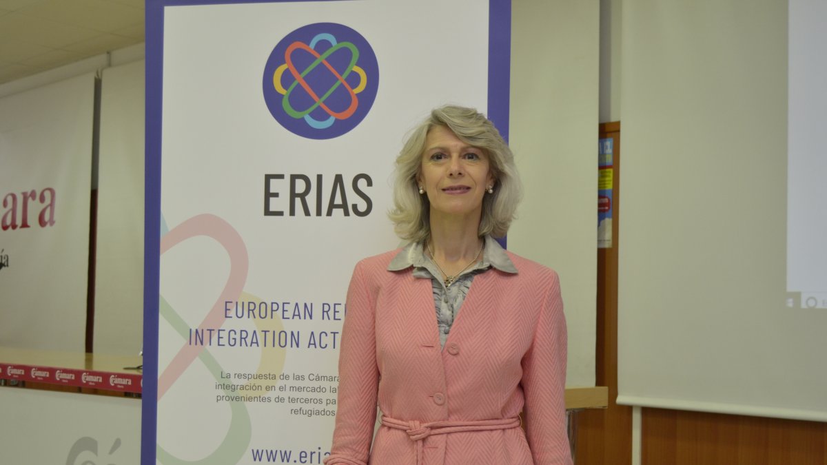 Carmen Ayllón durante la jornada en la Cámara de Comercio.