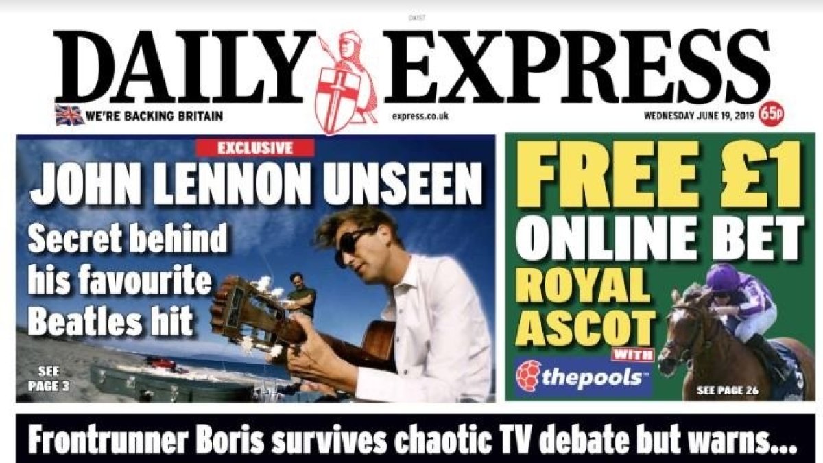 Detalle de la portada del rotativo británico en su edición del pasado 19 de junio.