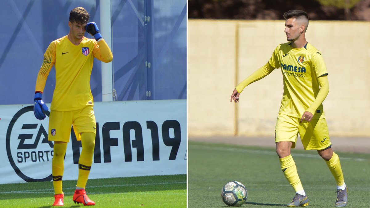 Saldaña y Baena con sus respectivos clubes: Atlético y Villarreal.