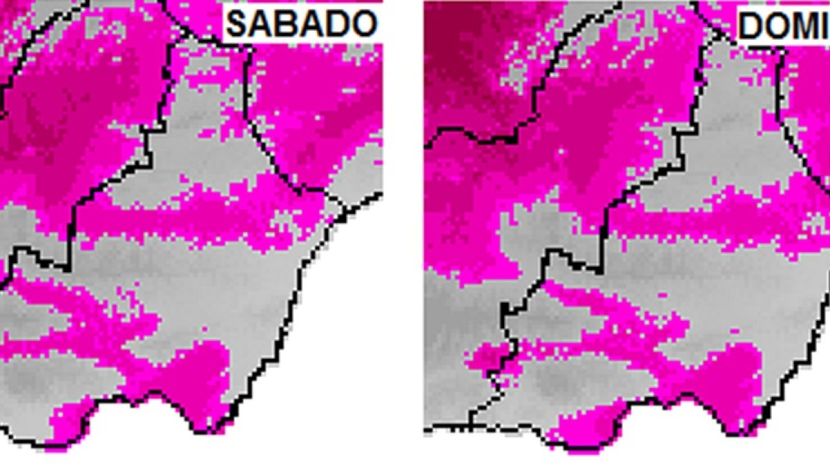 Mapa de temperaturas máximas para el fin de semana