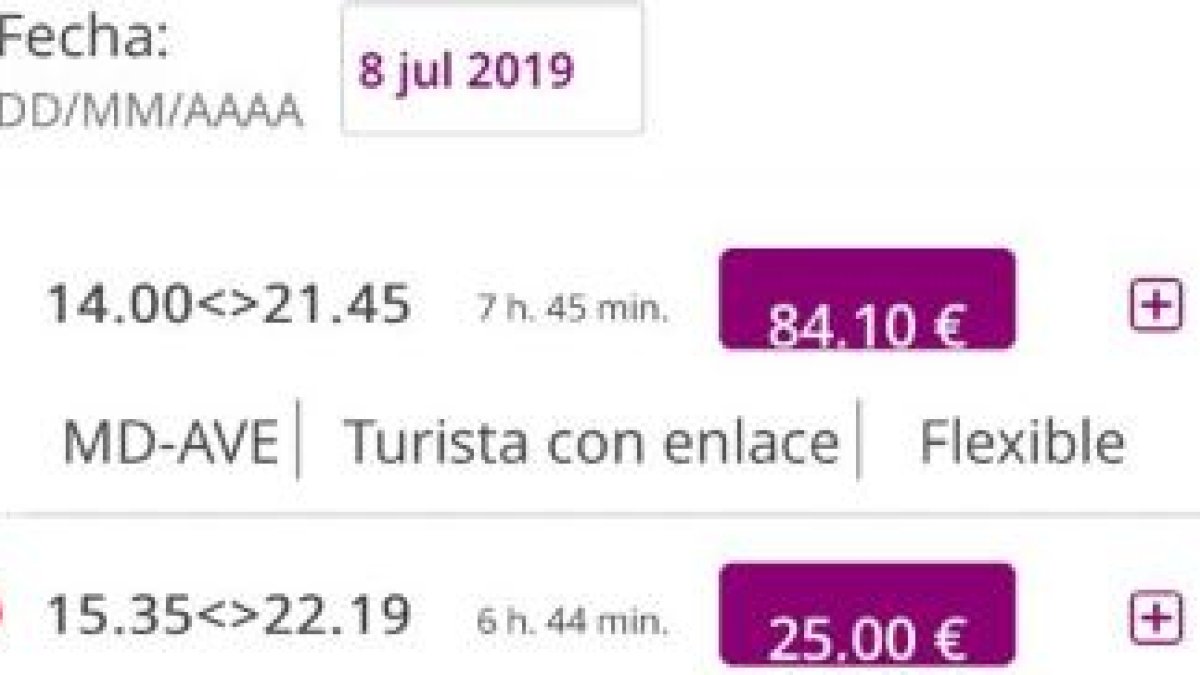 Posible reserva de billete para esta tarde por 25 euros.