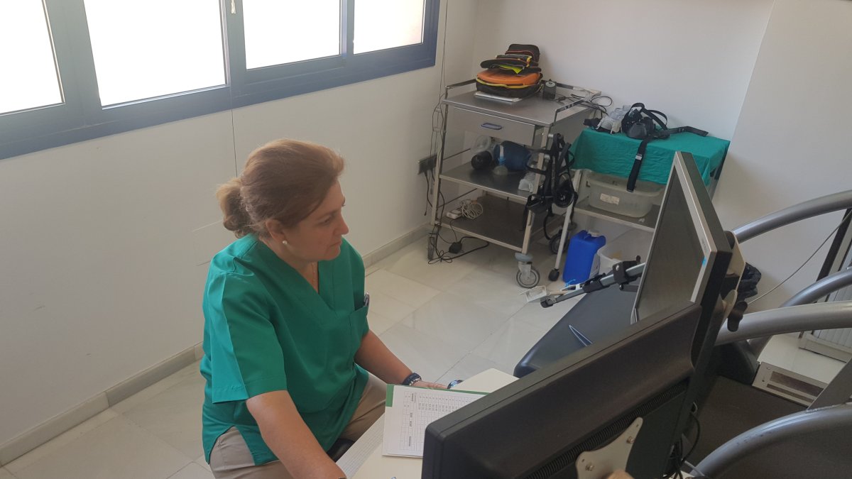 Mamen Fernández de Alba ha estado hoy con los jugadores.