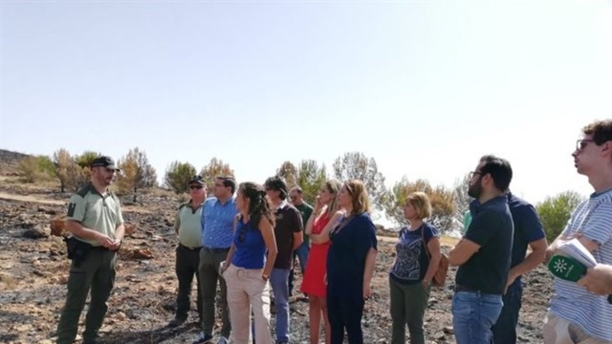 La consejera Carmen Crespo visita una de las zonas afectadas de la Sierra de Gádor.