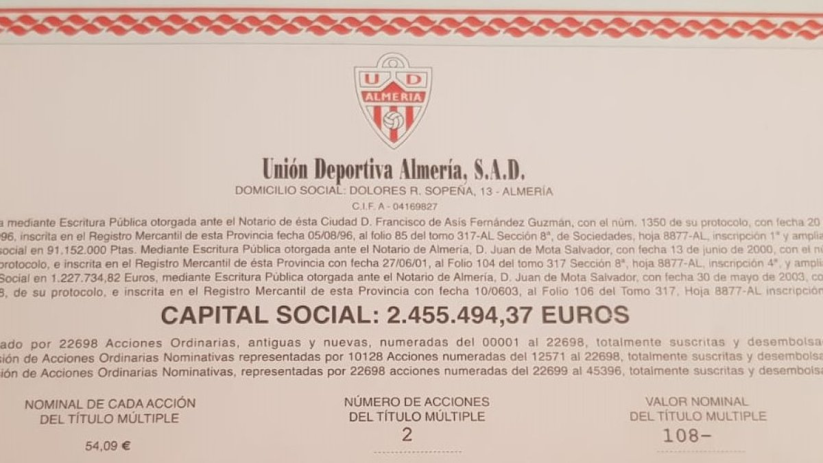 El valor de la acción en su día fue de 54.09 euros.