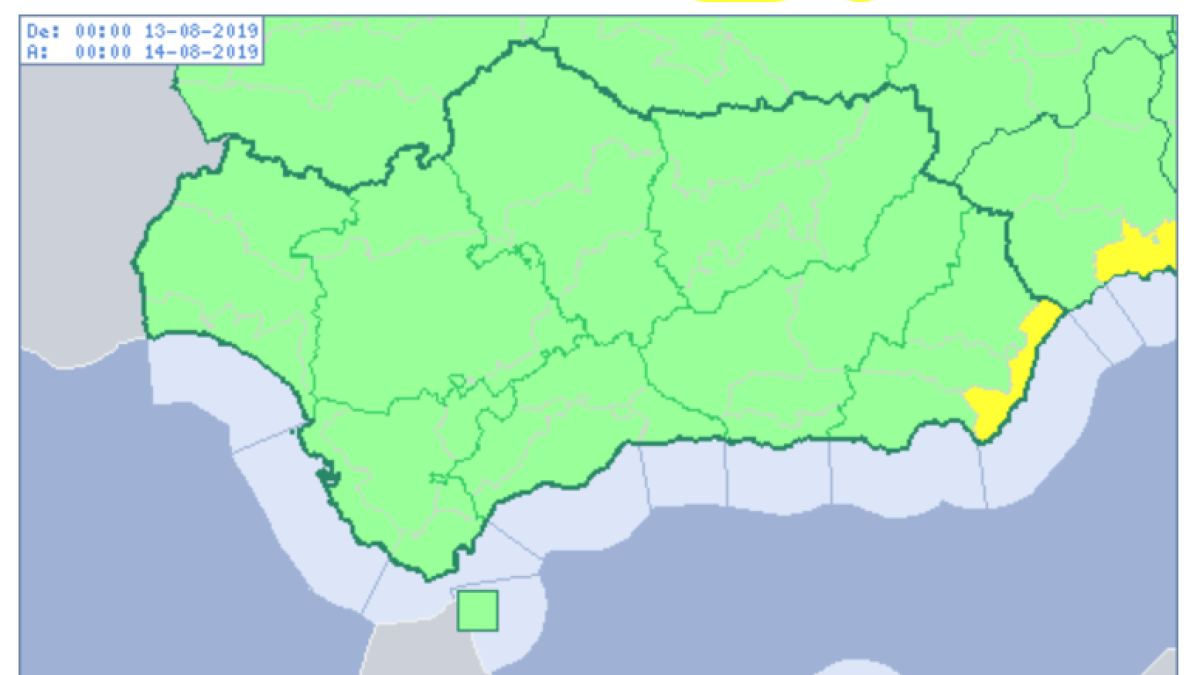 Mapa de avisos de la Aemet.